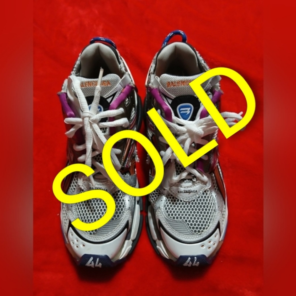 Balenciaga White and Purple Athletic Shoes